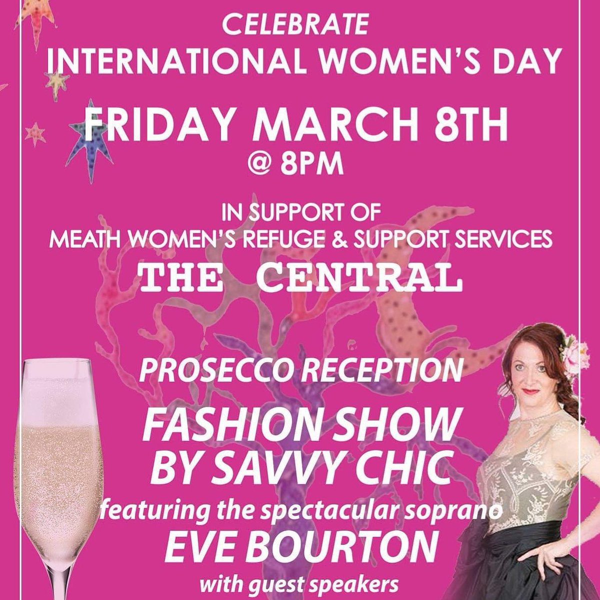 Tickets €15 each. Available from MWRSS on 046 9022393. All proceeds go to Meath Women's Refuge & Support Services
#MWRSS2019 #IWD2019 #COACHINGBYSMK #EVELYNEBOURTON #SIOBHANDALYDESIGNS #CAROLOCONNORMILLINERY #YEMIADENUGA #FITSOCIALMEDIA #SKYDADDYMEDIA #PSYCHOLISTICLIVINGIRELAND