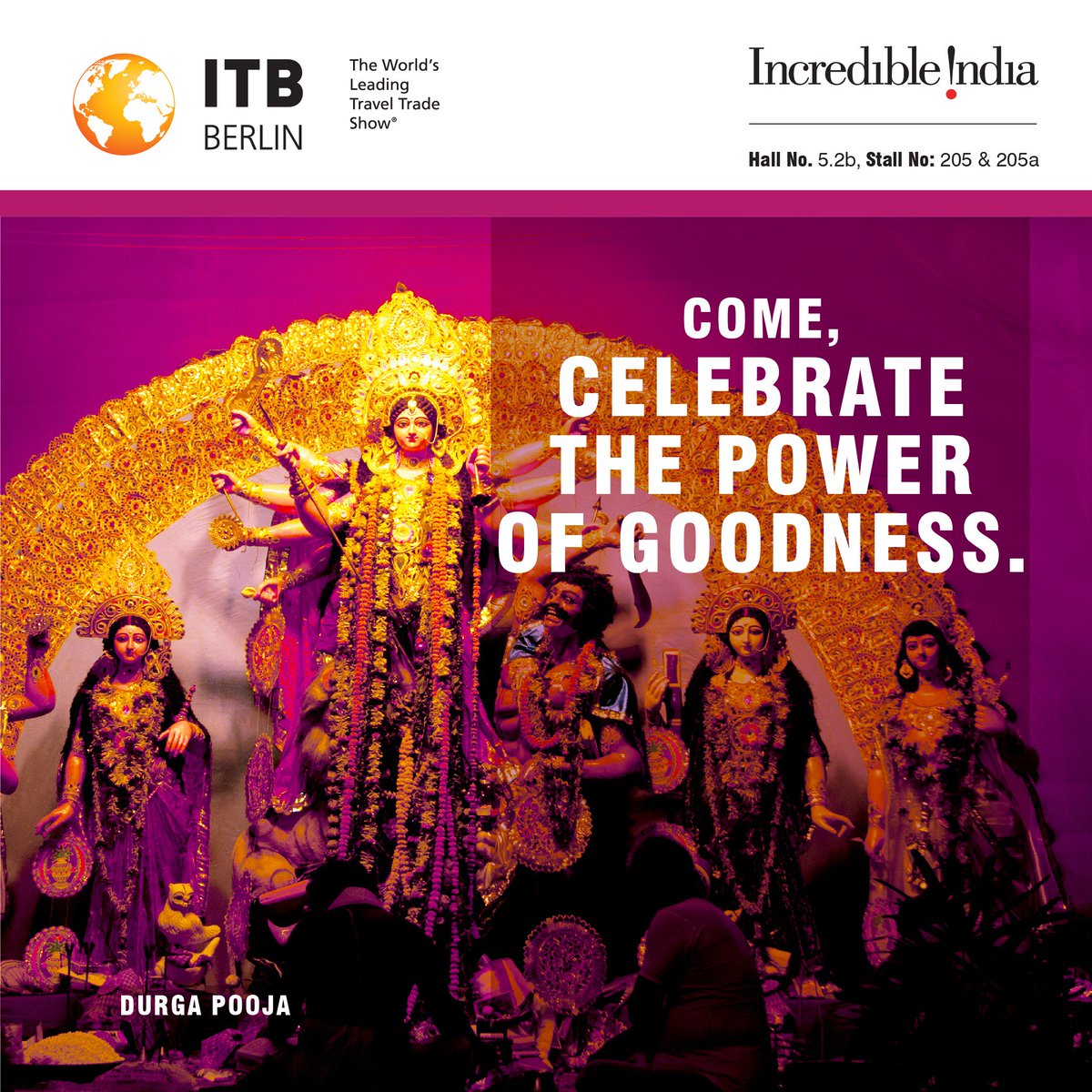 incredibleindia's tweet photo. Discover a vibrant, colourful and fascinating #India at the 2019 ITB Trade mart, the world’s leading travel trade show. The event will see over 10,000 exhibitors, top 1000 buyers, 180 countries and 28,000 convention visitors. #ITBBerlin 2019 #IncredibleIndia https://t.co/ss1VhJdqZv
