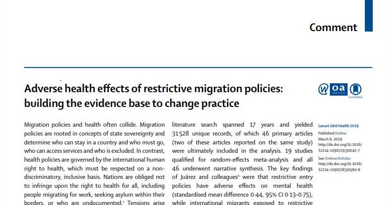 respond_study's tweet photo. "This study represents a timely, innovative, and highly needed contribution to migrant health research" Great review on the effects of non-health #policies on #migranthealth by @501_Juarez et al. Read our commentary here: https://t.co/Y4zpq8luVZ @TheLancet @LancetGH @RosaHelenae https://t.co/7l4Y1dWHlV