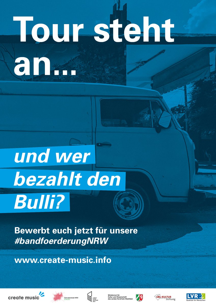 Bewerbt euch noch bis Sonntag (10.03.) unter create-music.info für die #BandfoerderungNRW von #createmusicnrw