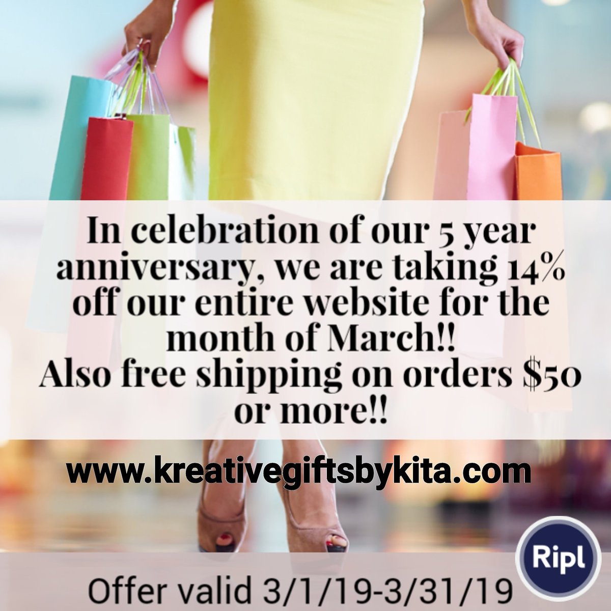 FanLynRu's tweet image. In celebration of our 5 year anniversary, we are taking 14% off our entire website for the month of March!! Also free shipping on orders $50 or more!! Visit our website kreativegiftsbykita.com
#shop #share #support #shopsmall  #smallbusinessowners
