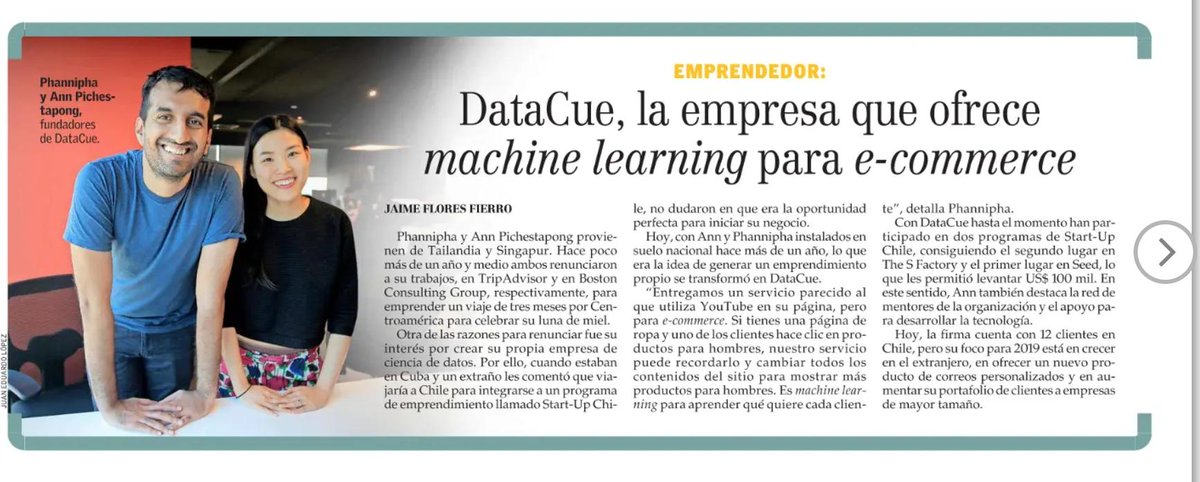 startupchile's tweet photo. #SUPalumni | @DataCueCo de nuestra generación #TSF6 y #SeedG20, es una empresa que ofrece machine learning para los e-commerce 🤩¿Quieres saber? https://t.co/u8fb9YfVJb https://t.co/Wk6USZ8maz