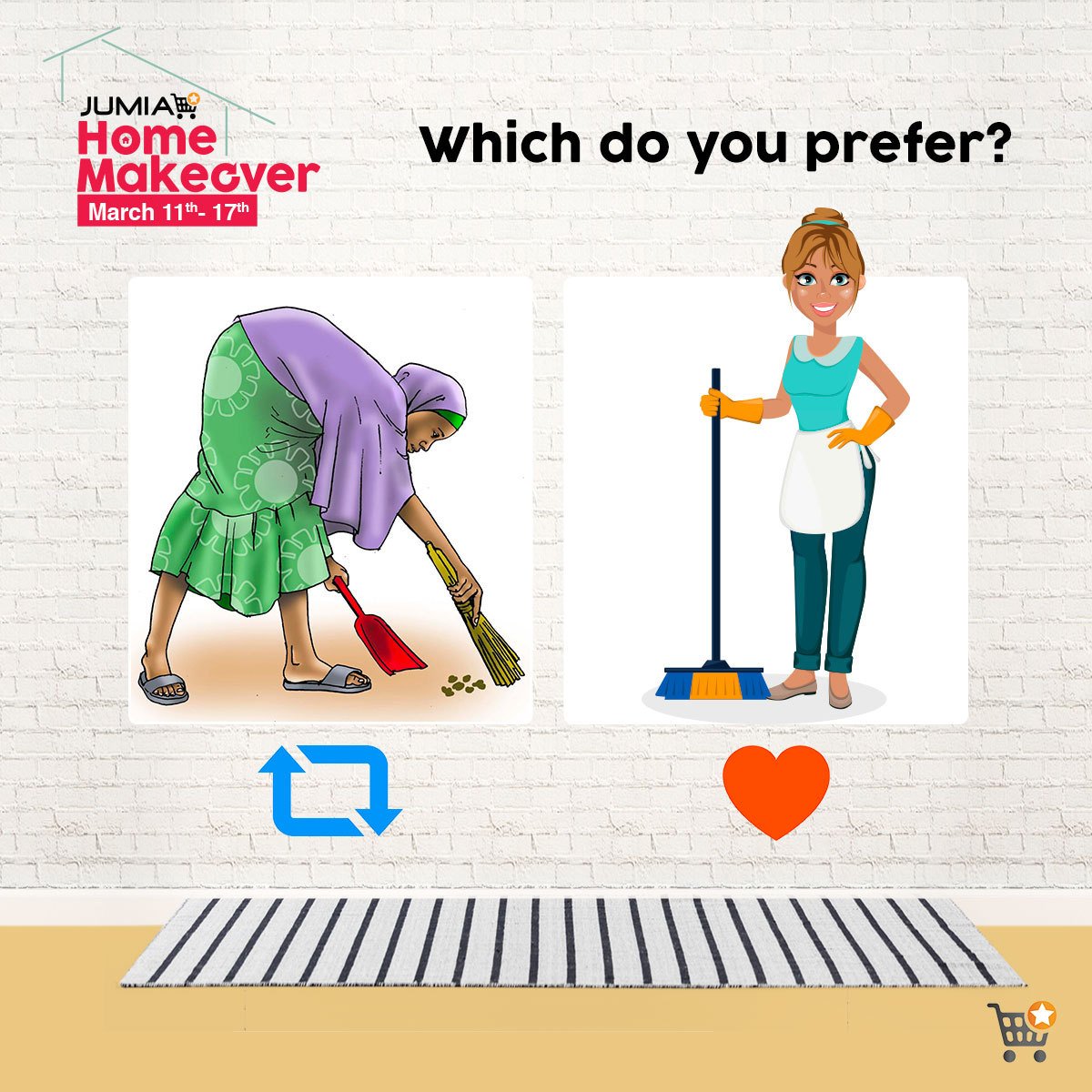 JumiaNigeria's tweet photo. Which do you prefer guys? 😆
RT for Old Broom, Like for Modern Broom
https://t.co/nkad3U7J4L #StepUpUrHome https://t.co/LLbkgY4JKt