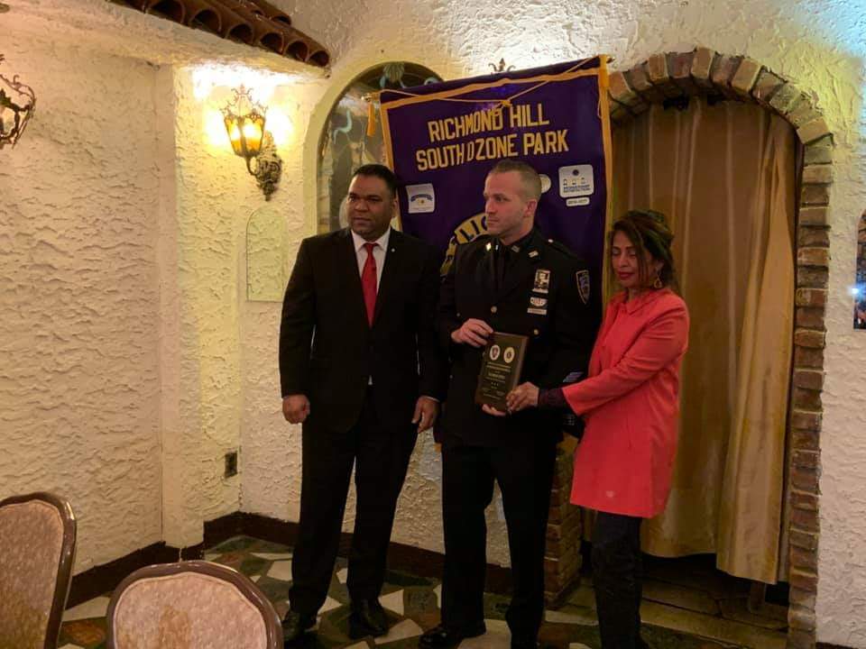 HitlallRomeo's tweet photo. Last night, the #RHSOP #LionsClub honored #NYPD P.O. #BrianCoffey from the #106thPrecinct and P.O. #NellyGoodman from the #102ndPrecinct for their #dedicated #service. https://t.co/RsTycASpsK