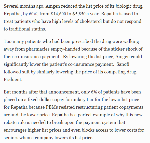 DrugChannels's tweet photo. From @gracemarietweet: Good article on how #rebates distort the #drug market  - include a disturbing example of how patients are not benefiting from lower list price on #Repatha @Amgen $AMGN. Crazy. https://t.co/ZMEokkOC2b @Forbes https://t.co/l5DQrrASyc
