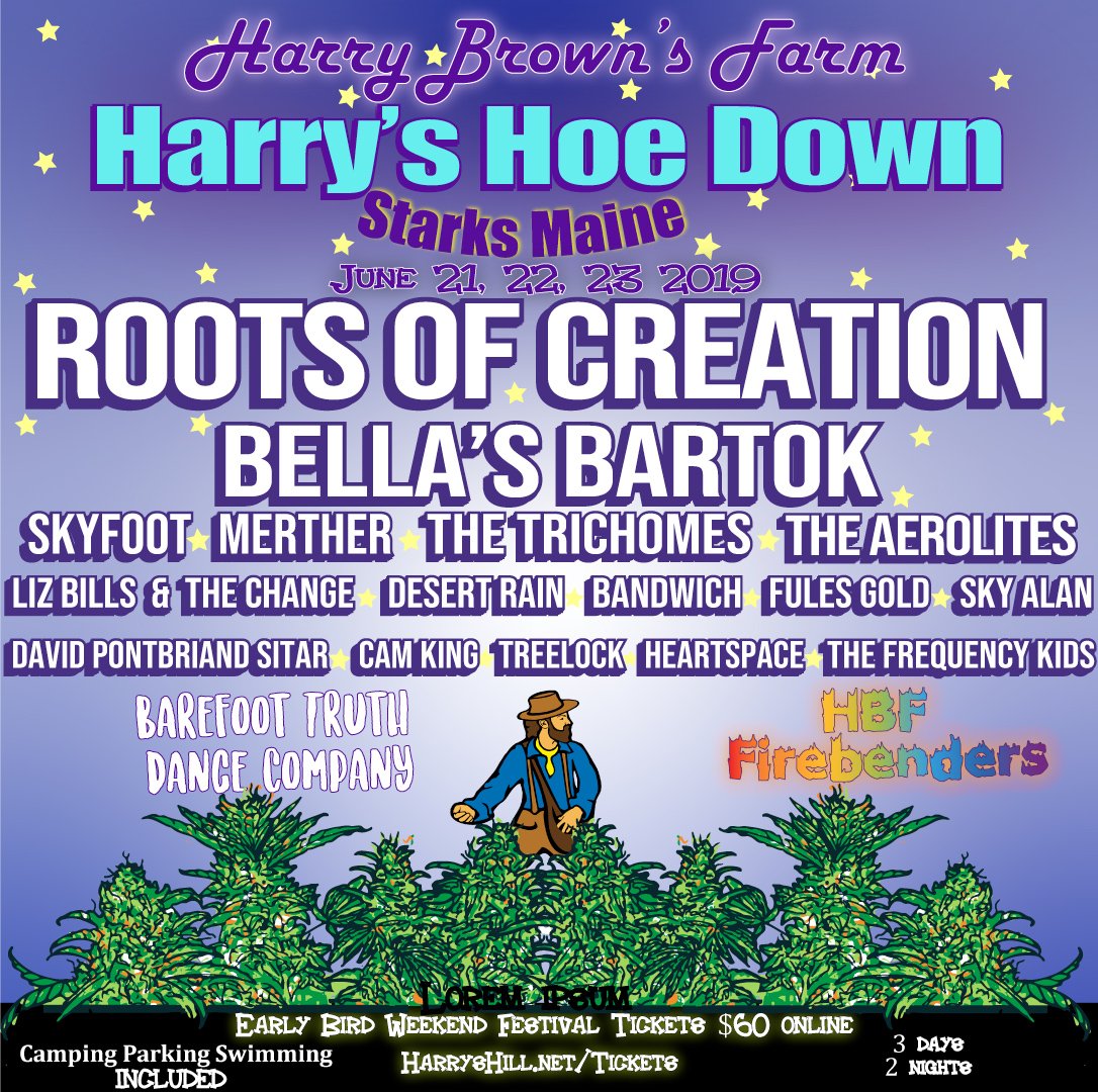 HarryBrownsFarm's tweet image. Come Home to The Hill for Harry&apos;s Hoe Down 2019 
June 21, 22, 23 Starks Maine
Art—Music—Community

*ALL TICKETS INCLUDE* 
⛺️ Camping 🅿️ Parking💧Drinking Water🏊‍♀️Swimming 

$60 Early Bird Weekend Festival Tickets Available
HarrysHill.net/Tickets