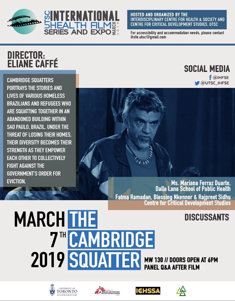 UTSC_IHFSE's tweet photo. #ScarbTO it’s cold out! Perfect weather for a free #IHFSE film night @UTSC 

Tonight we are screening #TheCambridgeSquatter

Doors open @6pm with free 🍕&amp;🥤in Room MW-130, SocSci Bldg

Great films, free food &amp; thoughtful discussion
See you there!  

@ScarbTO @SCMirror #PopularEd https://t.co/361qIiaDQh