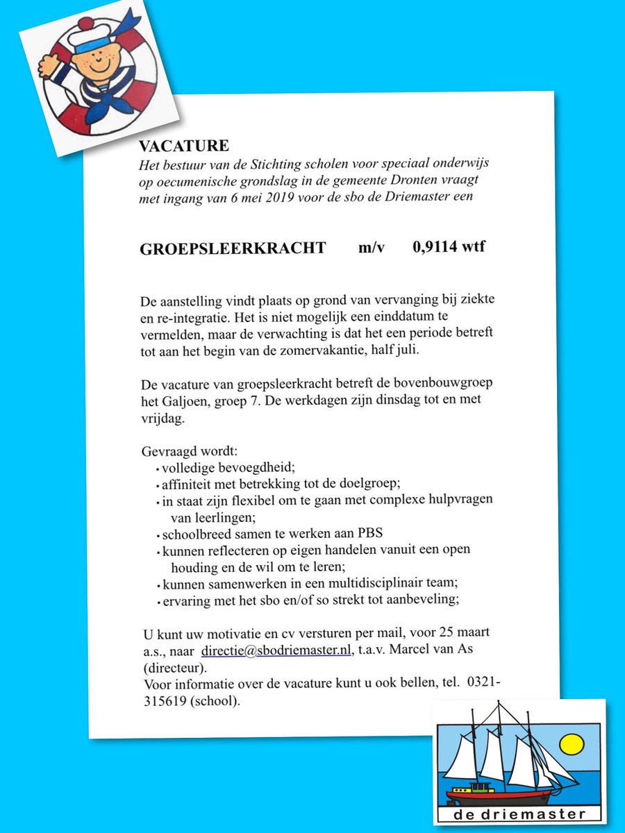 Wie komt ons team tijdelijk versterken. (Groepsleerkracht )