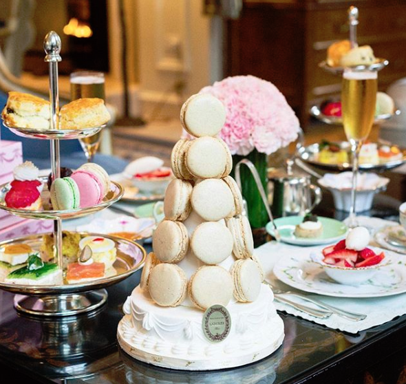 ThePeninsulaBH's tweet photo. Our limited-edition Afternoon Tea partnership with Ladurée continues! 🥂 Premium tea, custom @LadureeUS pastries and savory bites await you in The Living Room. #PeninsulaBHxLaduree #Macarons #Laduree https://t.co/oPGYmxzJM4