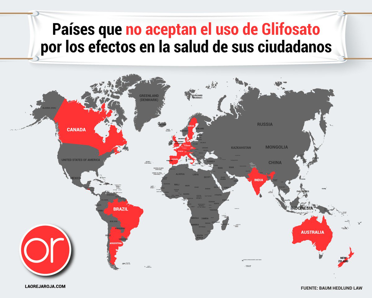 laorejaroja's tweet image. El contacto con Glifosato puede ser causal de cuatro tipos de cáncer, según un estudio de la Agencia Internacional para la Reinvestigación en Cáncer; además de haber sido vinculado a varios efectos crónicos.

#ElGlifosatoMata #NoAlGlifosato #CorteConstitucional