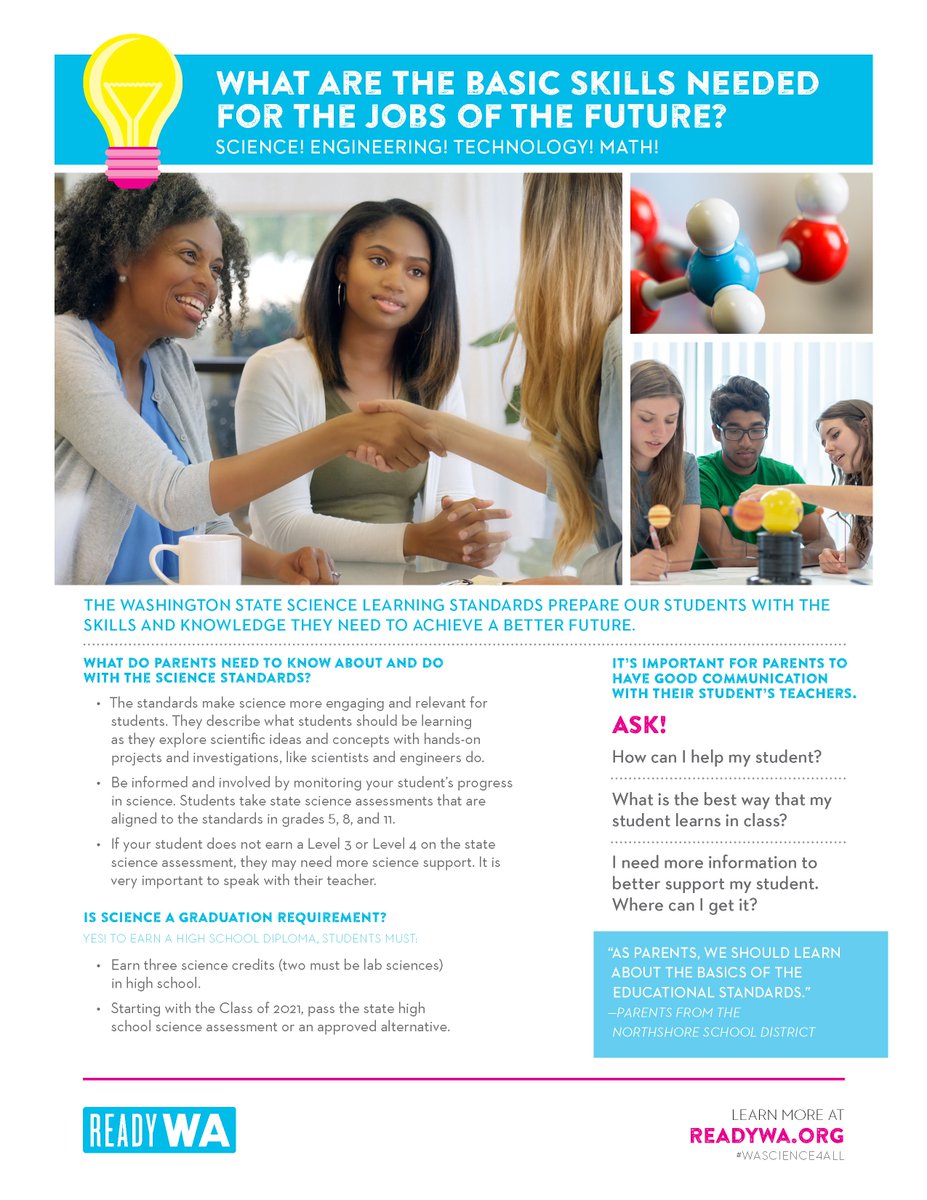 WSACouncil's tweet image. NUEVA información para los padres: asunto: educación acerca de las ciencias.  Visite la hoja informativa en español @ReadyWA. @WA_SBE @washingtonSTEM @waOSPI bitly.com/2ROHttD #WAedu #WAScience4All