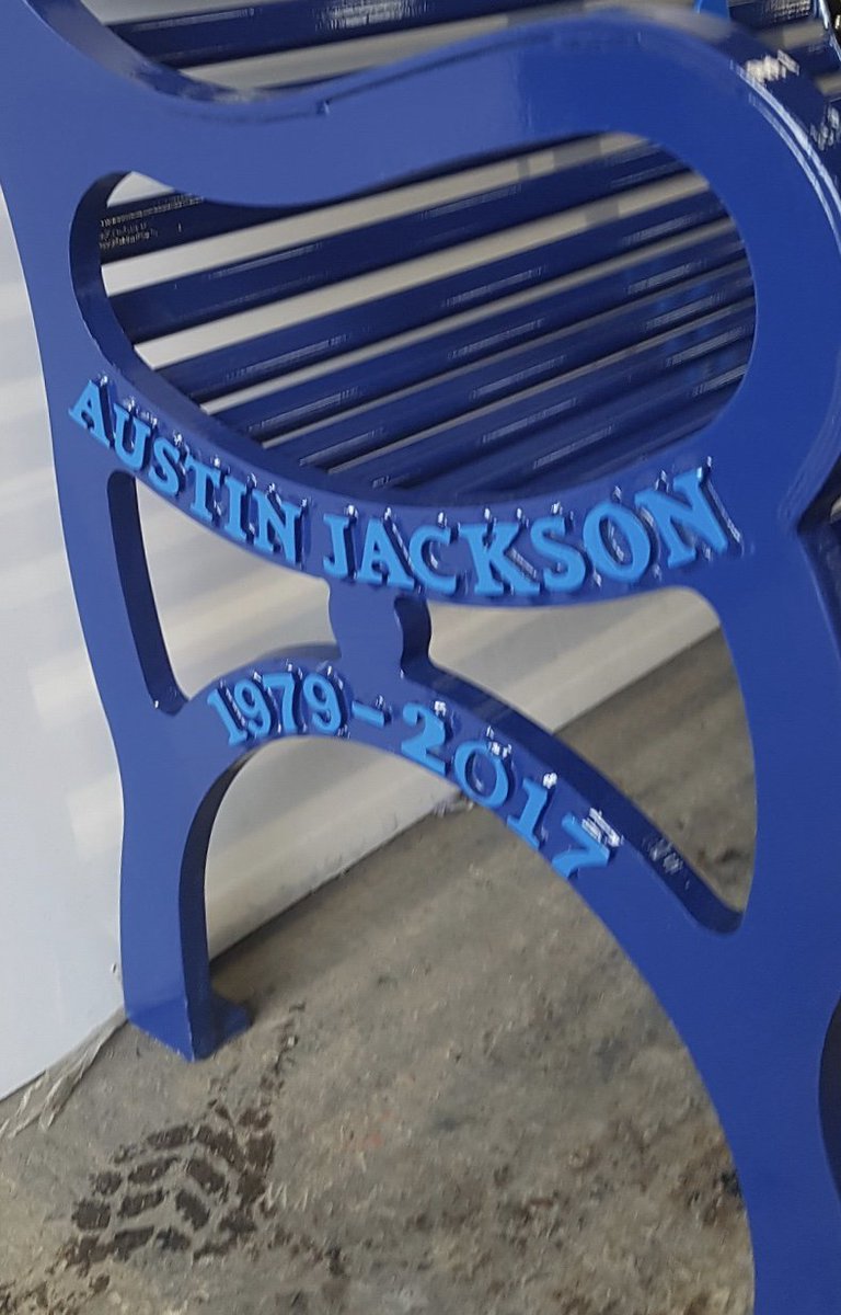 Sneek peek of the new bench we are installing at the Austin Jackson memorial garden very soon. He will always be remembered in our community. <a href="/es_gardens/">Elizabeth Stone</a> <a href="/CCLeicsPolice/">Simon Cole</a>