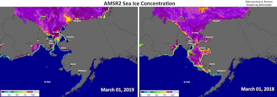 Anomalous winter transition to open water for western Alaska…again. Read more at bit.ly/2LUzvK6