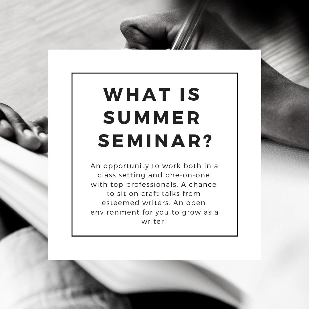 slc_seminar's tweet photo. We invite you to learn more about our Summer Seminar for writers! Click the link in our bio to explore who will be teaching programs, how the classes are set up, and the experience you will gain! #summer #summerseminar #writers #creativewriting #fiction #poetry https://t.co/c6fHe9O3dr