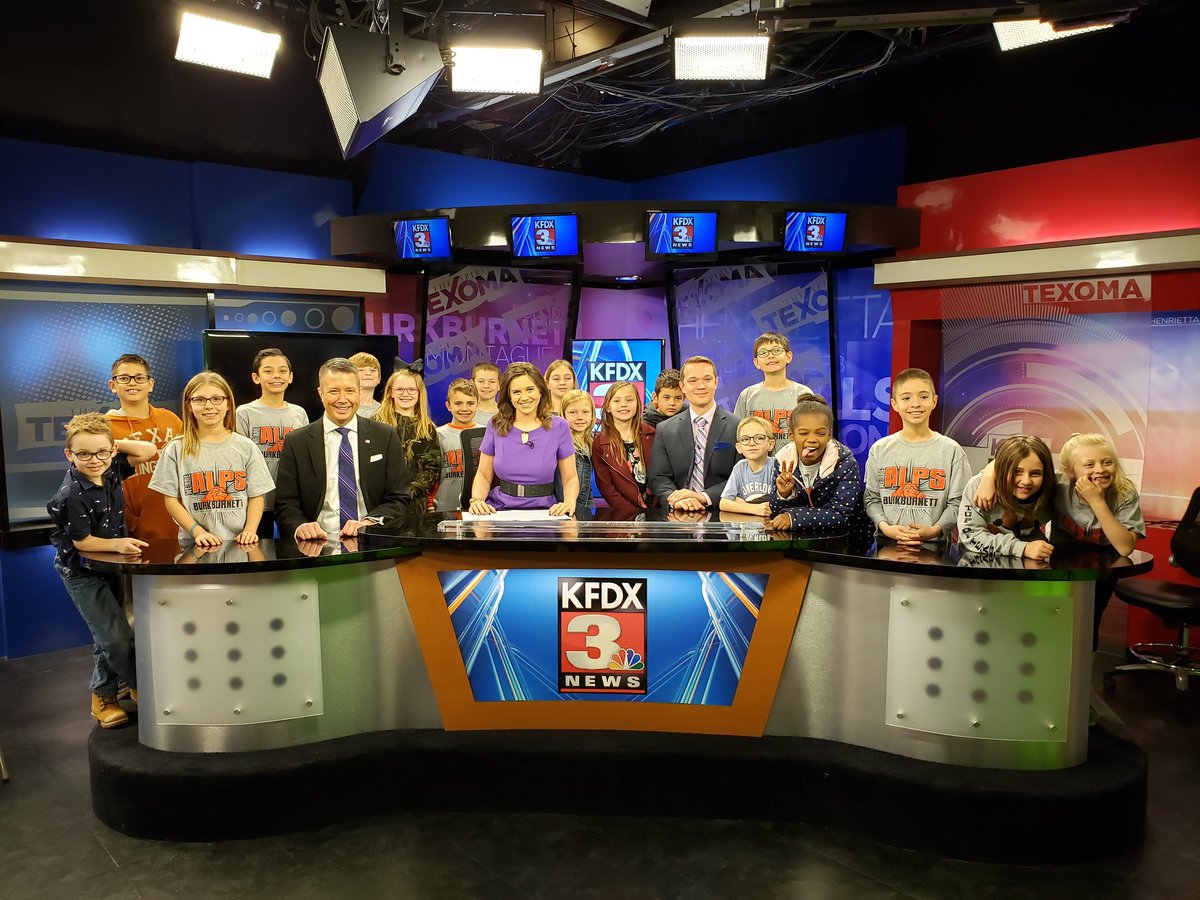 tduffmath's tweet photo. Had an extended lunch break today due to a training, so I was able to tag along on my daughter's ALPS field trip to @TexomasHomepage.  Thanks KFDX for a great learning experience!  @eliznolanALPS @burkburnettisd @KendyJohnston https://t.co/ZSEildbmcJ