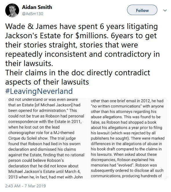 I like receipts generally. In the wake of this  #leavingneverland, I see a lot of personal insults towards Jackson/his diehards. While the insults are sometimes returned,I see many more links/videos/docs from Jackson fans. To call them mindless is kinda foolish. 2 exmpl tweets: