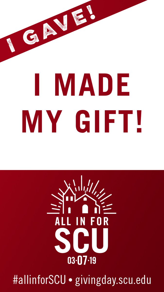 2019 DAY OF GIVING givingday.scu.edu/giving-day/951… #AllinforSCU