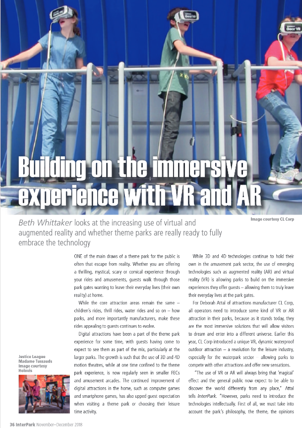 When our Chief Sales Officer, Déborah ATTAL, speaks about AR and VR in the <a href="/InterPark_Mag/">InterPark Magazine</a> #VR #AR #attractions #leisureindustry #CL <a href="/CLCorporation/">CL Corporation</a> #Expertise see the article : P36 edition.pagesuite-professional.co.uk/html5/reader/p…