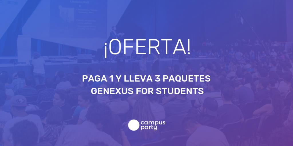 GeneXusStudents's tweet image. ⚠️Atención #estudiantes 

Solo por tiempo limitado, tu y 2 amigos pueden acceder a esta #oferta de #GeneXusForStudents.

➕ info aquí 👉🏽genexusforstudents.com/campus-party-p…

#CPUY1
#Promoción
#Software
#softwaredevelopment
#SoftwareTesting