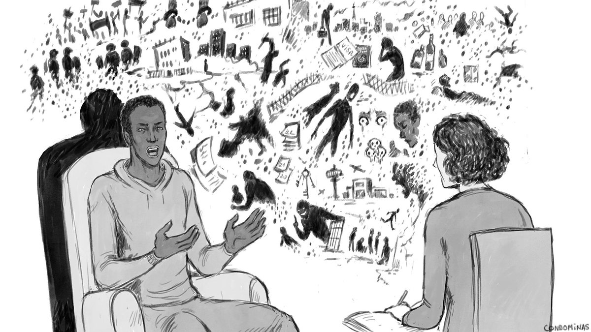 RFI's tweet image. Avez-vous suivi notre #LongFormat “La Morsure de l’exil” écrit par @FDBourgery et illustré par @bcondominas ? ▼ rfi.my/3fGF.t  #Thread #FilDuRécit