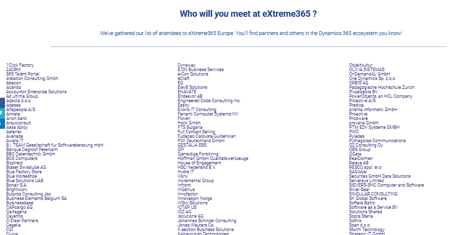 eXtreme_365's tweet image. Take a look at who you will meet at eXtreme365 Europe (25-27 March in Amsterdam) It&apos;s the premier event for Microsoft Dynamics Partners. Sessions in F&amp;amp;O, CE, Power Platform and more. ow.ly/8fU930nXpLr #MSPartner #MSDyn365 #MSDynFO
