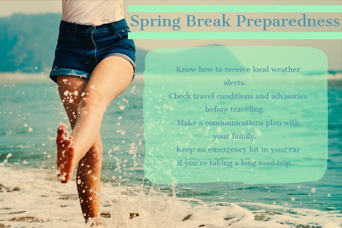 RebAlert's tweet image. It may not feel like it, but Spring Break is next week! (as if you need to be reminded 😉) 🌸🌻 - Are you prepared?
#SpringBreakSafety #Rebaware #MakeAPlan #KnowBeforeYouGo #TravelSafe