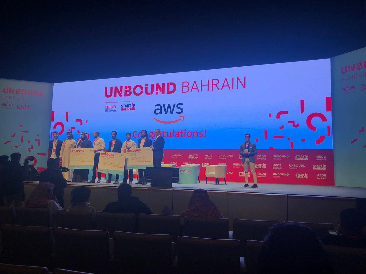 After an exciting few weeks of pitching battles across the Gulf the @Awscloud #MENAStartupChallenge finally came to an end at the Grand Finale at #UnboundBahrain 💥

The startup to be crowned MENA’s startup Champion was…

STATYS 👑

Congratulations! 🏆