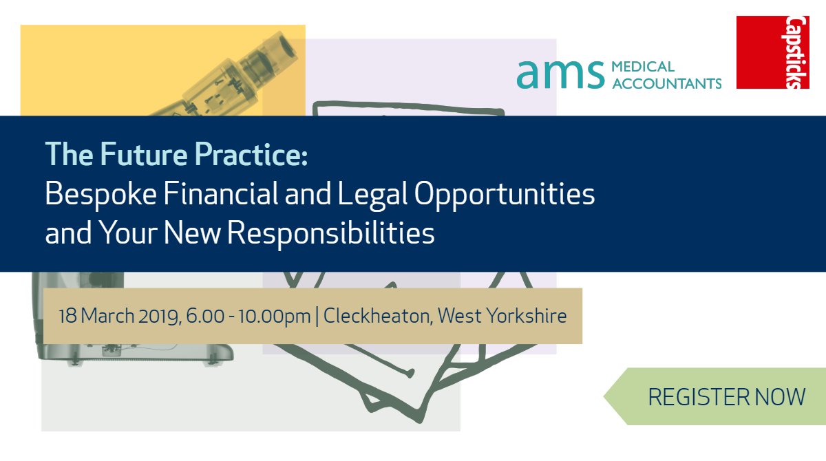 CAPSTICKSLLP's tweet photo. On 18 March, Capsticks and @AMS_Accountants are hosting 'The Future Practice,' where a panel of #accountancy and #legal #medical specialists will discuss key topics around #PrimaryCare, #NHS pensions, #tax, and much more. Register: https://t.co/XbwBxUnqd5 https://t.co/WWpMmTLhkk