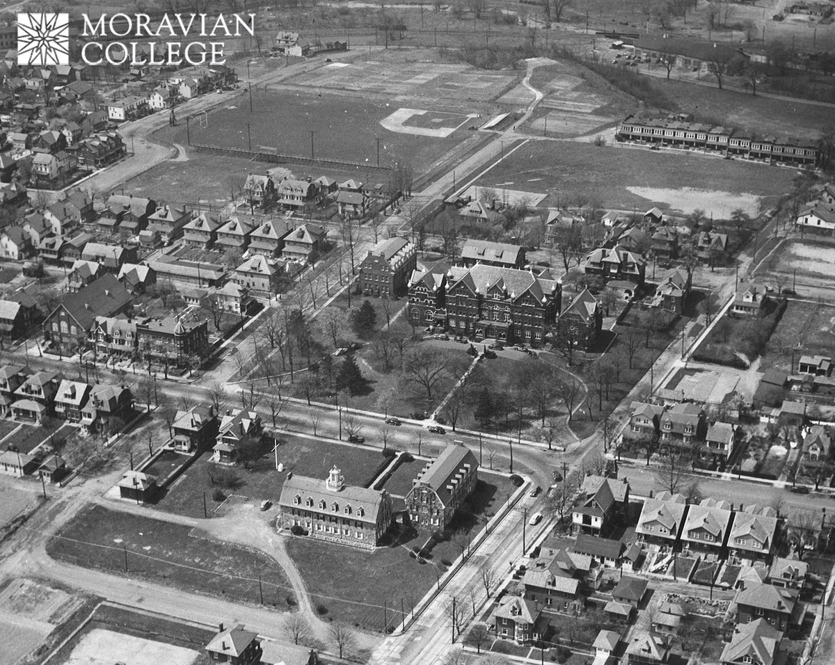 MoravianU's tweet photo. #ThrowbackThursday: an aerial look at Moravian College's Main Street Campus circa 1930s. https://t.co/cXkpPqIu6R