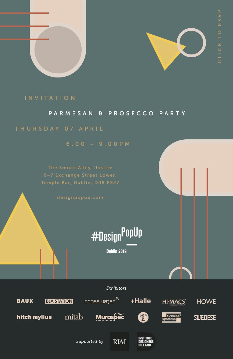 The #Designpopup Dublin event started today, Come join us for some #parmesan and #prosecco!