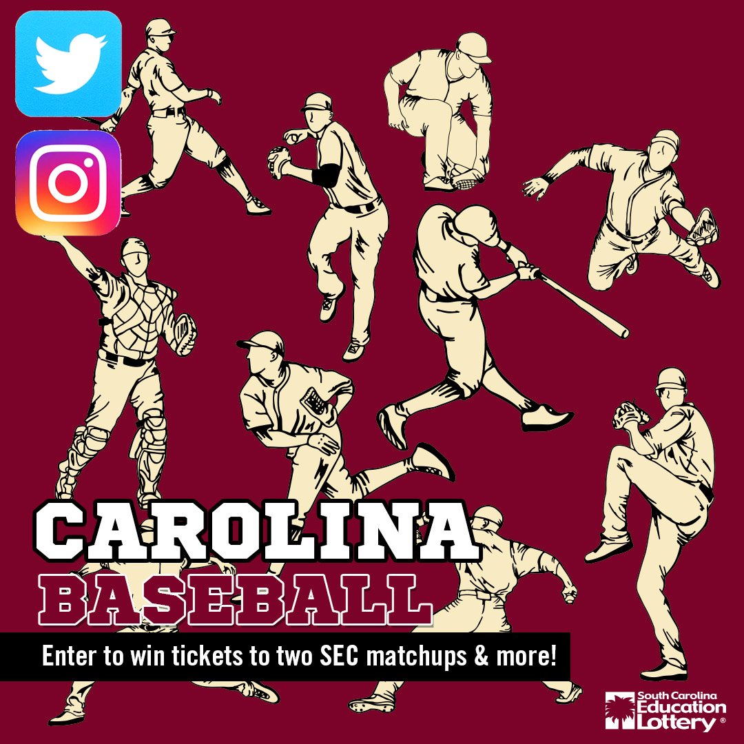 sclottery's tweet image. GAMECOCKS, enter to win baseball tickets to 2 SEC matchups and more! RT and FOLLOW @sclottery to enter! SC residents only. Must be 18 or older. Rules: bit.ly/2VD8mPf
#contest #UofSC #gogamecocks