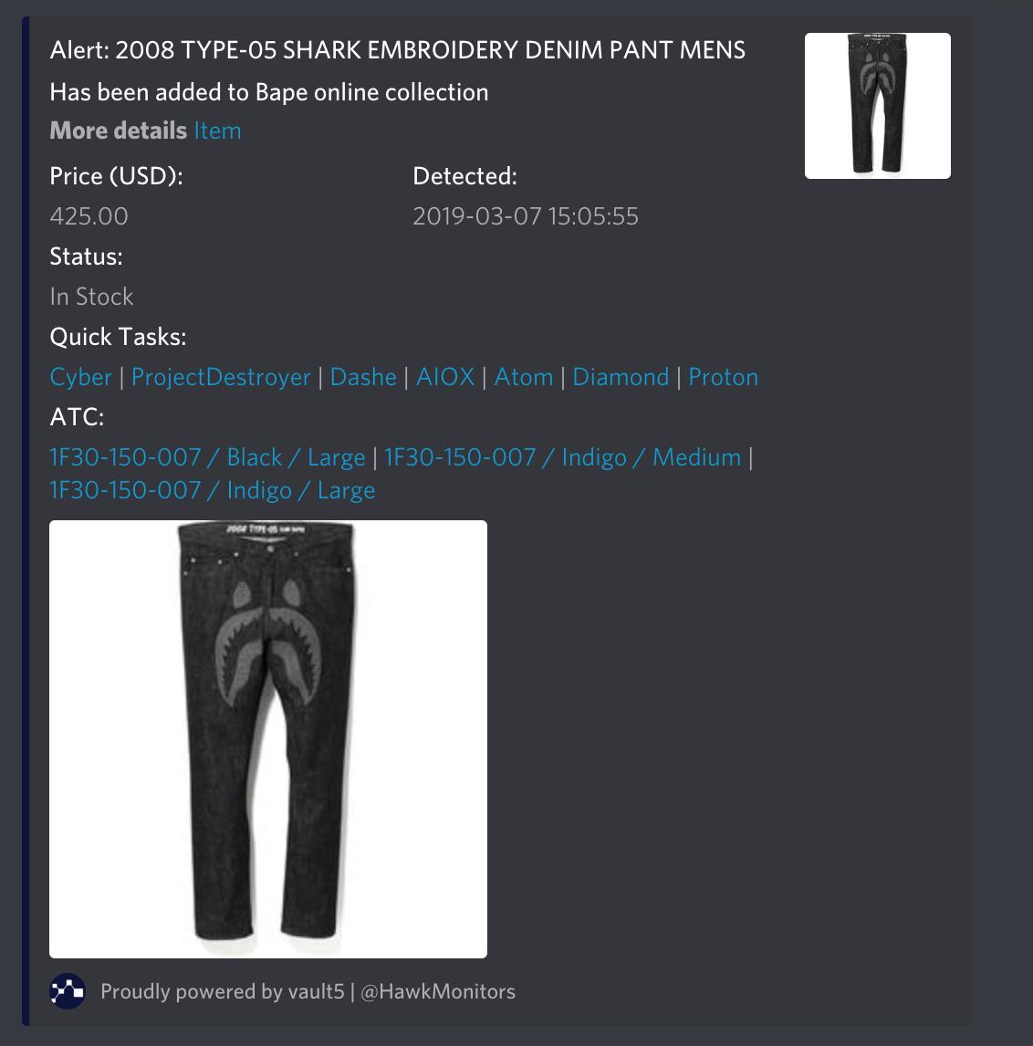 HawkMonitors's tweet photo. ATC support for shopify &amp; supreme is now functional and embedded into our messages! https://t.co/ysyV7acfXY