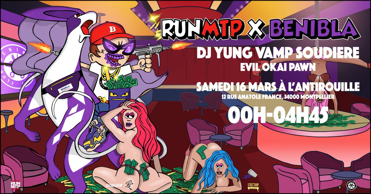arnaud_vvolf's tweet photo. #RunMTP x @Benibla Samedi 16 Mars @Antirouille_MTP w/ @yungvamp13 @youngpirelli #EvilOkai #Pawn https://t.co/6lUZaEvyrB https://t.co/fDTeDSF08p