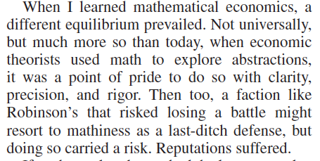 1)use of math require quantification, yet econ also concerned w/ qualitative phenomena2)use of math breeds unrealistic assumptions3)difficulty of mathematizing complex & changing “collective” outcomes4)maths useless to discuss “essence” of econ concepts (like value of goods)