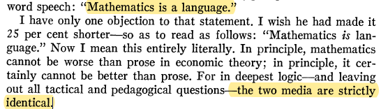 6/ In reaction to Machlup, Knight, Boulding etc, Samuelson chose, as usual, to respond with a “middle-of-the-road” claim : mathematics and plain language are strictly identical. For instance, JB Clark “was talking the math of homogeneous functions and not knowing it.”