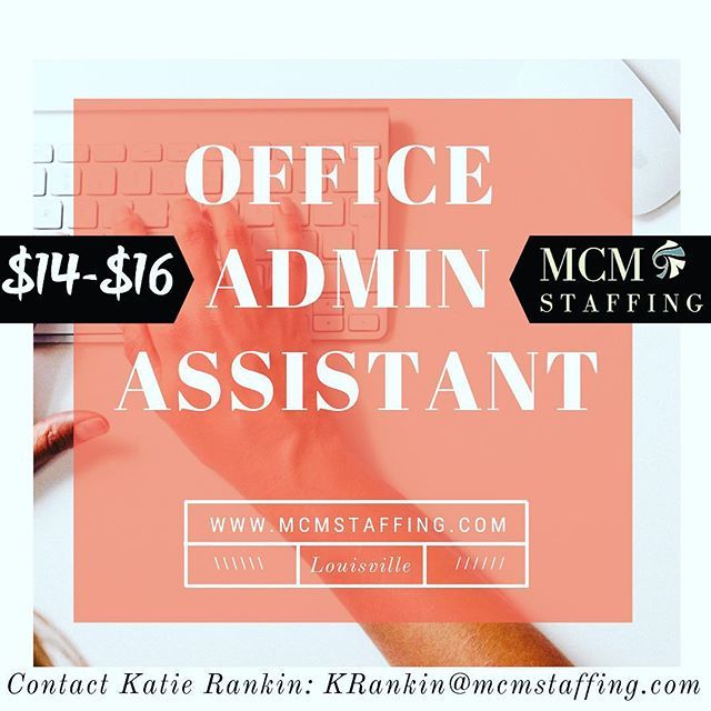 We’re hiring an Office Admin Assistant in Louisville, KY.  Please contact Katie to apply! KRankin@mcmstaffing.com.
#louisvillejobseeker #louisvillejobs #louisvillecareers #officeadmin #officeadministration #louisvilleky #kentuckyjobs ift.tt/2Hjmuta