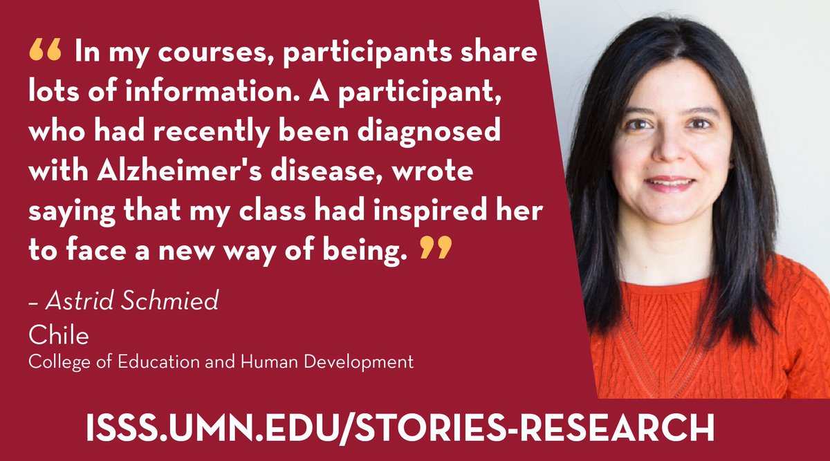 umngps's tweet photo. .@astridschmied, a @UMN_CEHD PhD candidate originally from Chile, teaches courses on the brain for older adults. But she says she's the student, not the people taking her courses. https://t.co/biIkG9aU8P https://t.co/gbuYAWkb8d