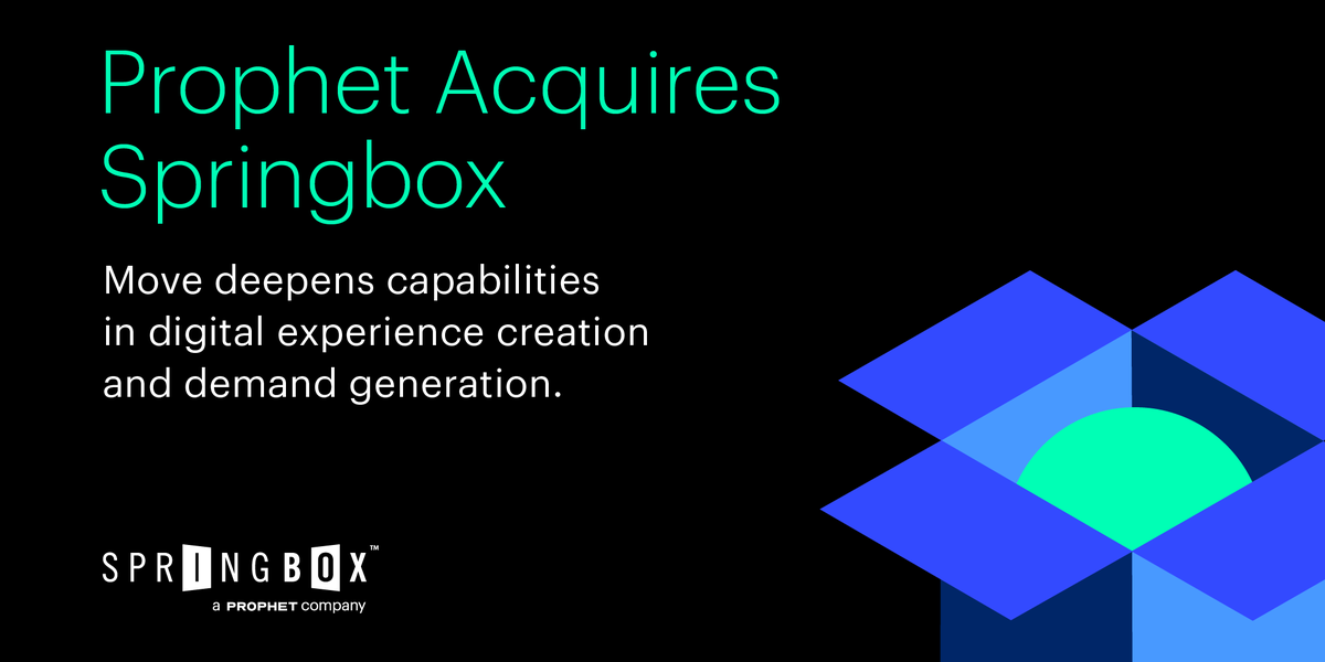 prophetstrategy's tweet photo. Prophet and @Springbox are joining forces! Springbox’s #digital and #technology expertise will help our clients achieve their digitally powered transformation agenda and unlock uncommon #growth. https://t.co/EM7qFcZTeQ https://t.co/NbKQmR0vRw