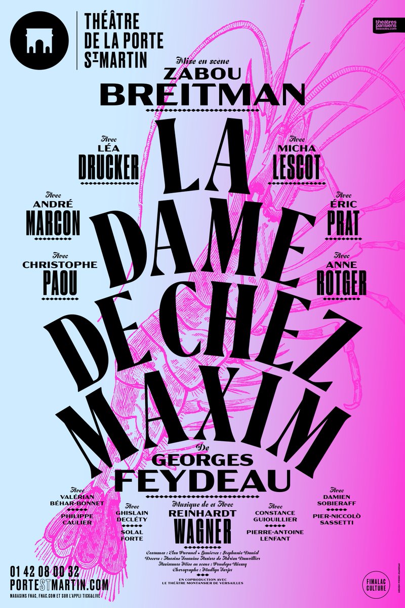 TheatreOnline_'s tweet photo. #Evenement Zabou #Breitman retrouve #Feydeau et monte une Dame de chez Maxim avec un casting 4* : @lea_drucker, Micha #Lescot, André #Marcon, @christophepaou... En septembre à la @PorteStMartin https://t.co/wH4dnTkav9 https://t.co/FbxlHUG8YT
