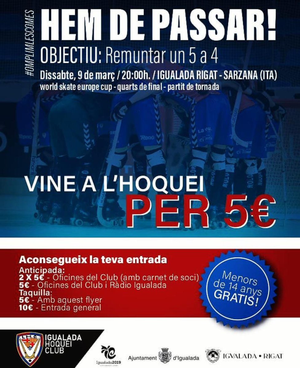 Animans_Grup's tweet photo. [Events]
.
.
.
Dissabte serem des de les 18h amb @IgualadaHC a la Fan Zone prèvia del partit que desitgem que certifiqui el pas a la Final a 4 de la #copacers 

Ànims @cesarvives19 @tonbaliu8 https://t.co/LJCk5hwIK8