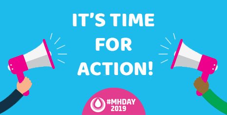 #NoMoreLimits for women and girls because of their periods! 
For #MHDay2019 we will continue our efforts to raise awareness and overcome negative social norms. But it is also time for more concrete action on #mhm. Join and celebrate
#MHDay2019 It’s time for action!