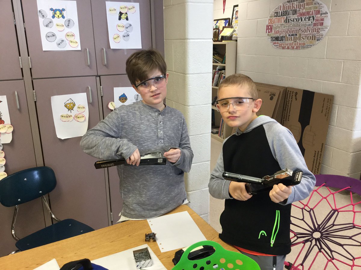 These Ss are conducting research on the best tool design to easily fix jammed staplers. (Un)Luckily, jammed staplers are easy to come by.  Their final product will be showcased at the Invention Convention in May! #CBSDPROUD #proudtobeacreeker #PBL