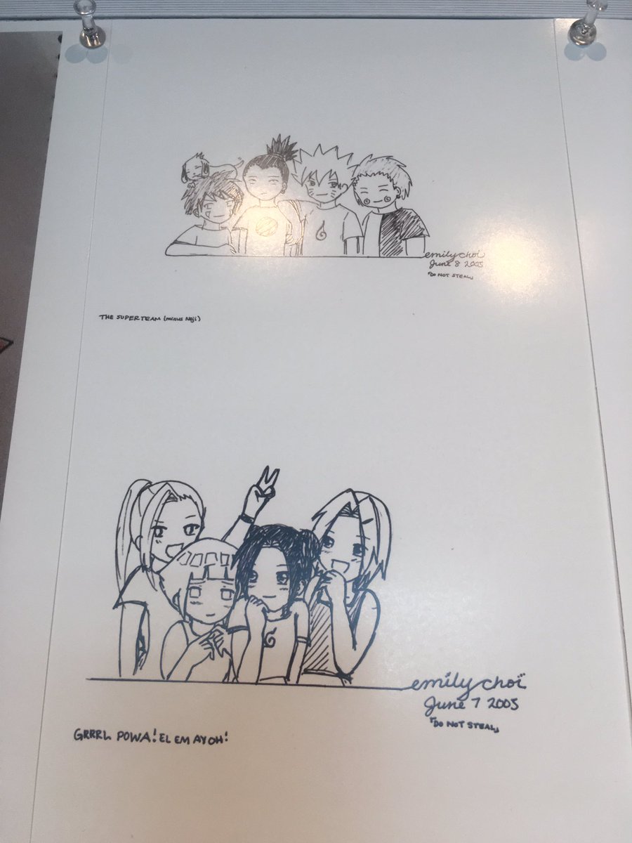 So our studio has a "Blast from the Past" gallery show on right now and I just wanna share my contribution which is my chibi Naruto art from when I was 14. Humbled. Also feelin exposed bc I left my name on it when 80% of the gallery pieces are anonymous