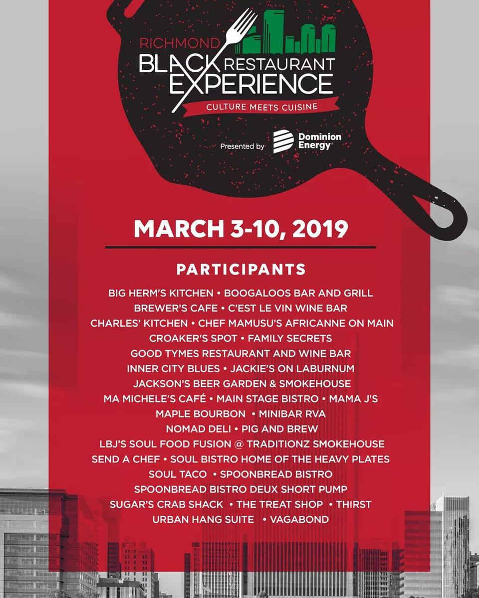 CestLeVinRVA's tweet photo. We are proud participants of the Richmond Black Restaurant Experience and we could not be more excited! Dine with us, meet friends for a glass of vino or purchase a bottle of your favorite this week in support of #rbre19.
We hope to see you this week at C'est Le Vin Wine Bar. https://t.co/LvWfcmlaeW