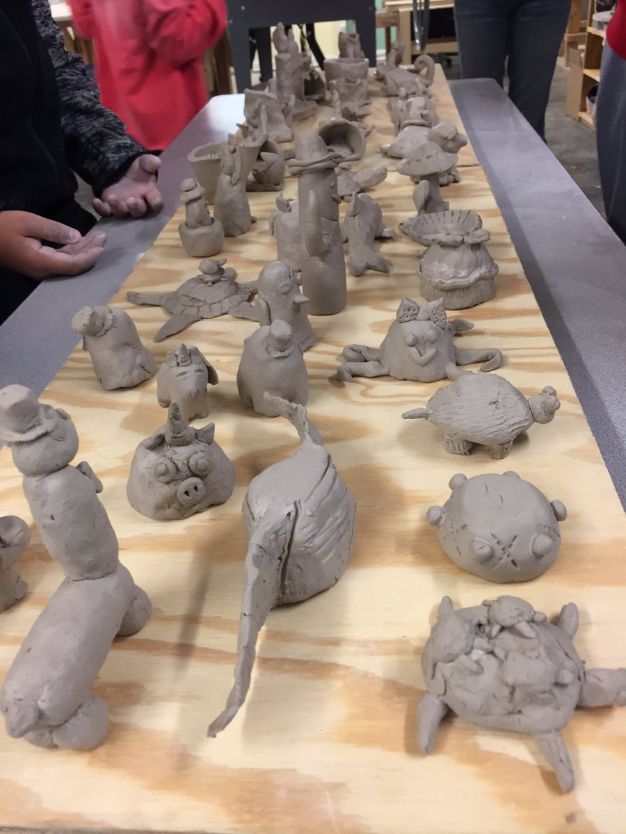 EnrichmentDunn's tweet photo. What a fun and educational 4th grade field trip to AA Clay Studio. Alex taught us 2 methods  to construct creatures. @EnrichmentDunn @DunnPrincipal @JCPSarts #CreativeClay #FunWithSculpture https://t.co/751GvdFtkV