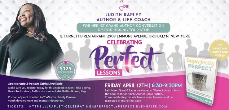 Transform_4Life's tweet photo. Grand Book signing &amp; Gala #Celebration to Celebrate You, Celebrate me and Celebrate Imperfectly Perfect book! Vendors, Sponsors, Art, products or service offers space available.

Tix:
https://t.co/1OSeMTWB1x

#Book:
https://t.co/sNPaYOa0bB
#ImperfectlyPerfect #PerfectLessons https://t.co/KfRqCRyTbL