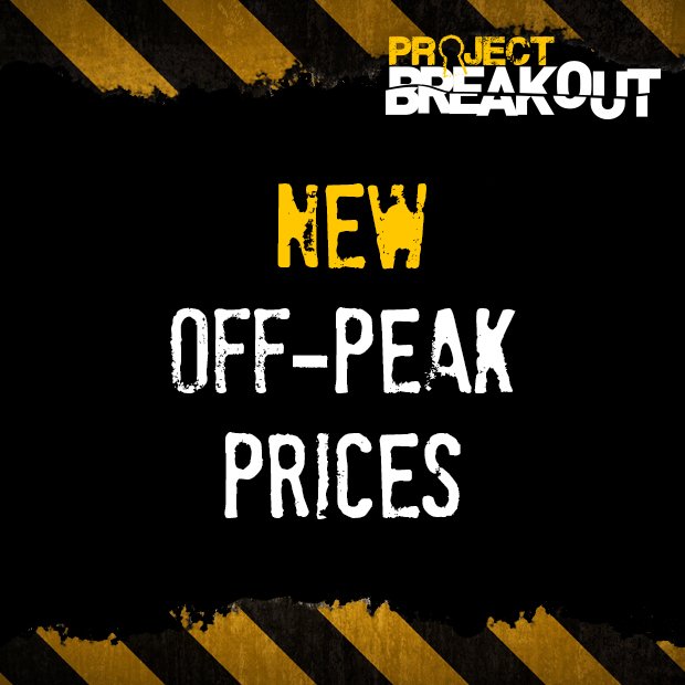 proj_breakout's tweet photo. As of next week, we're introducing new off-peak slots! Between 12 and 4pm Monday to Wednesday, try The Antidote, Project Z or The Dollmaker for just £12pp (based on 6 players). Check out the website for full price list: https://t.co/SNyrH05QzT https://t.co/LZwCVmxSGG