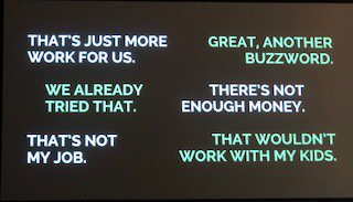 Last day for #sxswedu &amp; kicking it off wit a keynote fr <a href="/cultofpedagogy/">Cult of Pedagogy</a>. Don't let 👇🏼these forces drag you down. Use these principles:
1. Take a breath
2. Find your allies
3. Set precise goals
4. Expect bumps
5. Invite
6. Validate
7. Be transparent
8. Praise
9. Dig Deep
<a href="/SXSWEDU/">SXSW EDU</a>