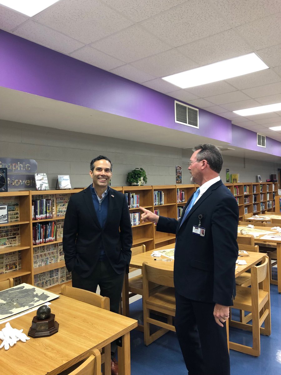 So excited to welcome Texas Land Commissioner George P. Bush to North Oaks Middle School #nomspride #BISDShines #socialstudiesmatters
