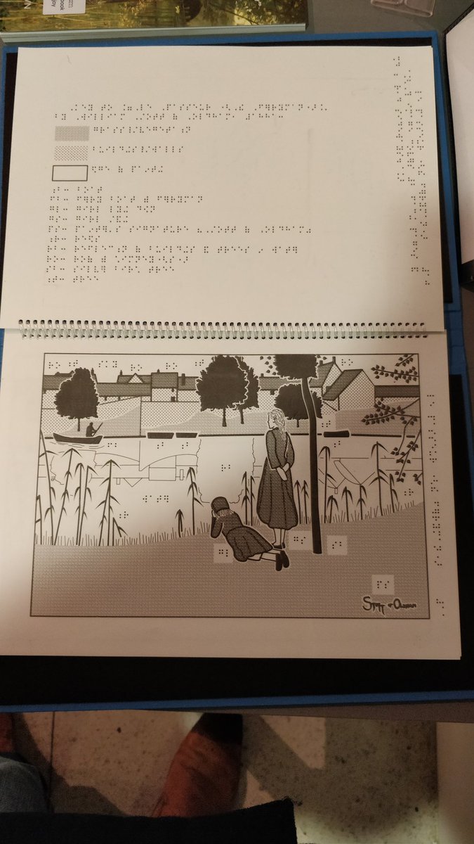 Another enjoyable visit to the William Stott Exhibition at <a href="/GalleryOldham/">GalleryOldham</a> today. Always something new too discover. 
We saw this braille 'illustration' and curation of the Ferryman piece. Well worth the visit #Braille #OldhamHour. 
p.s had cheeky peak at the new exhibition 😉